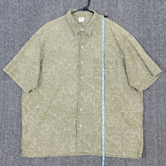 Old Navy Shirt Mens Large Green Linen Blend Short Sleeve Hawaiian Button-Up - Picture 3 of 12